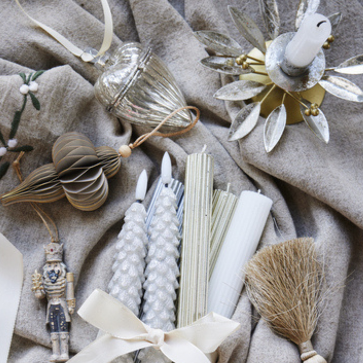 Olivia Silver and Light Gold Iron Candlestick