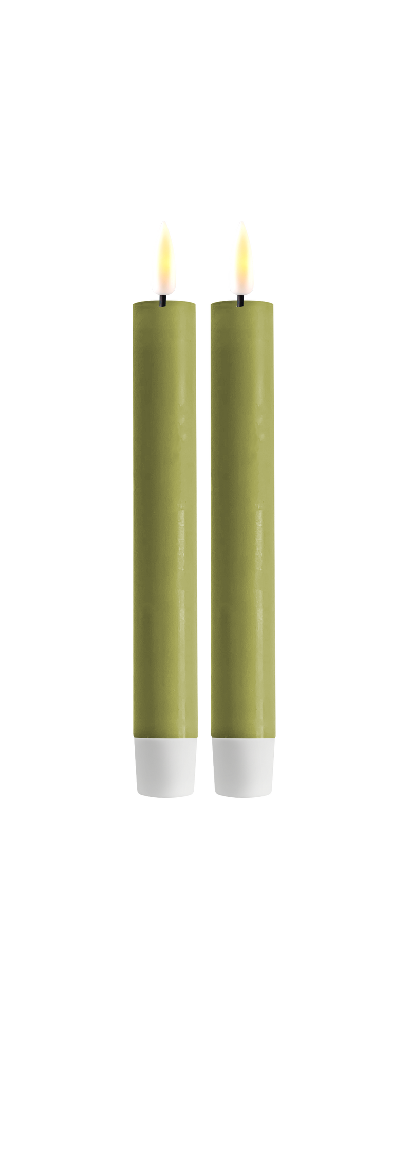 Flameless LED Olive Green Wax Pillar Candle
