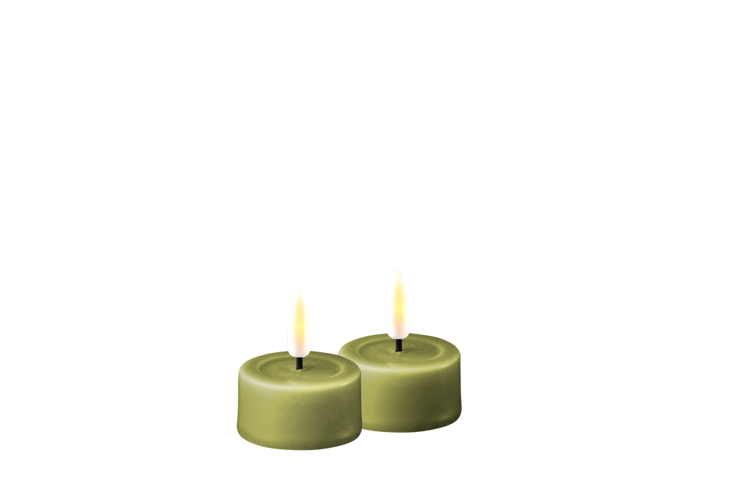 Flameless LED Olive Green Wax Pillar Candle