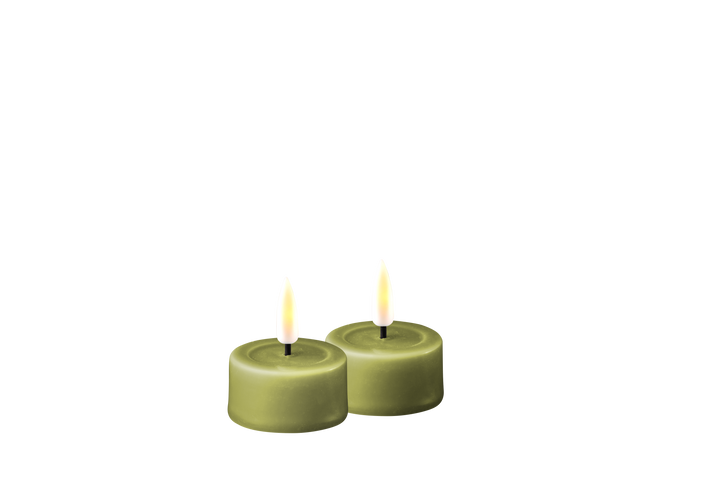 Flameless LED Olive Green Wax Pillar Candle