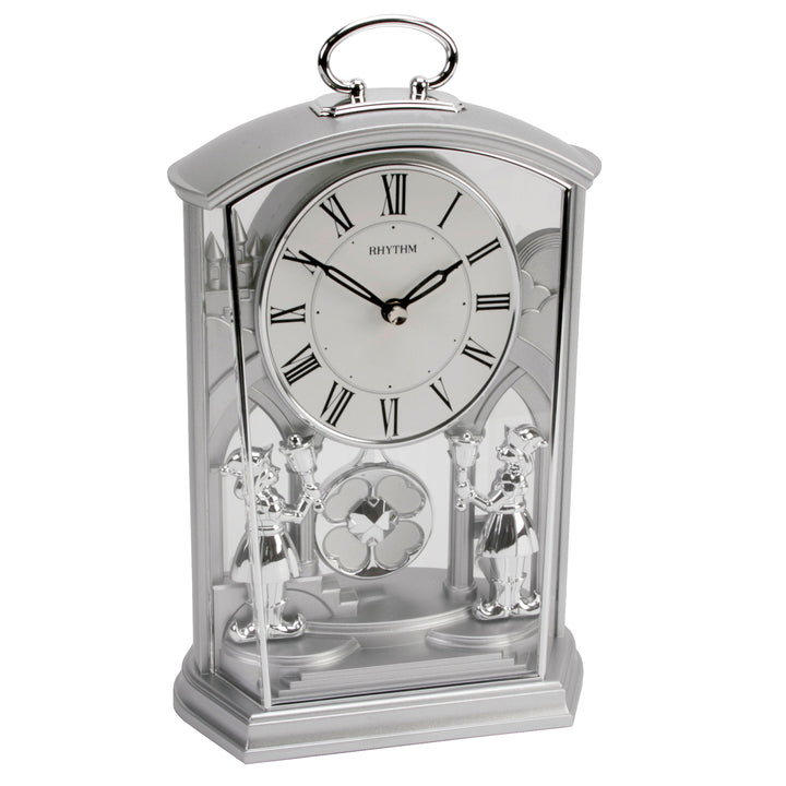 Silver Footmen Pendulum Carriage Clock