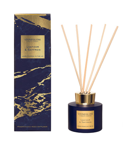 Leather and Saffron Reed Diffuser, Luna Collection - Plum Retail