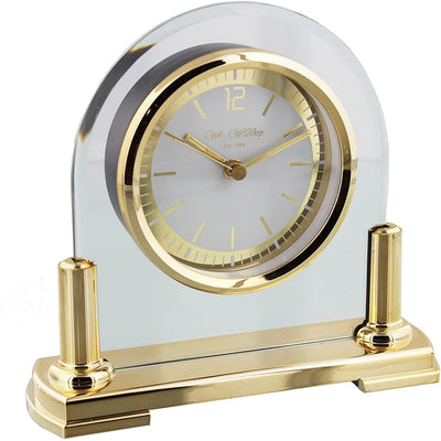 Two Tone Arched Glass Mantel Clock - Plum Retail