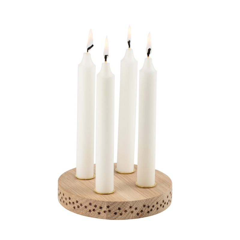 Light Wood Stars Dinner Candle Holder