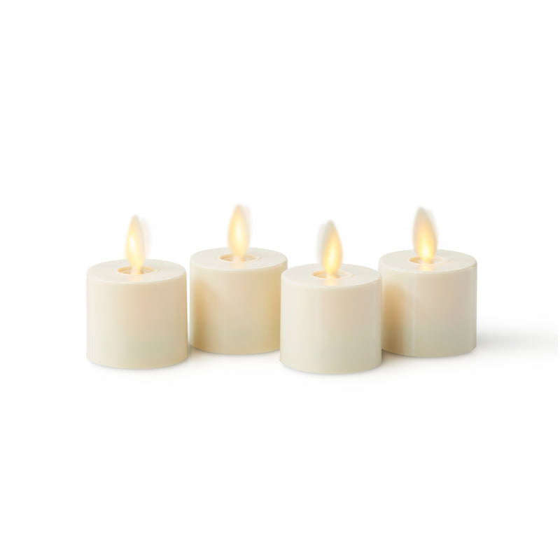 Living Flame LED Candle Tealights, Set of 4, Ivory - Plum Retail