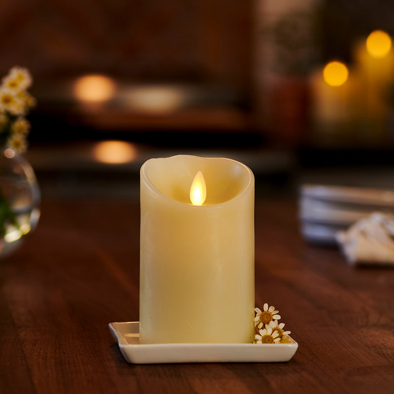 Living Flame LED Candle, 5 Inch, Ivory - Plum Retail