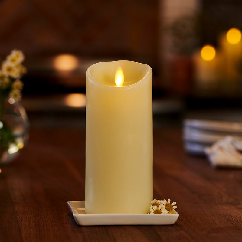 Living Flame LED Candle, 7 Inch, Ivory - Plum Retail