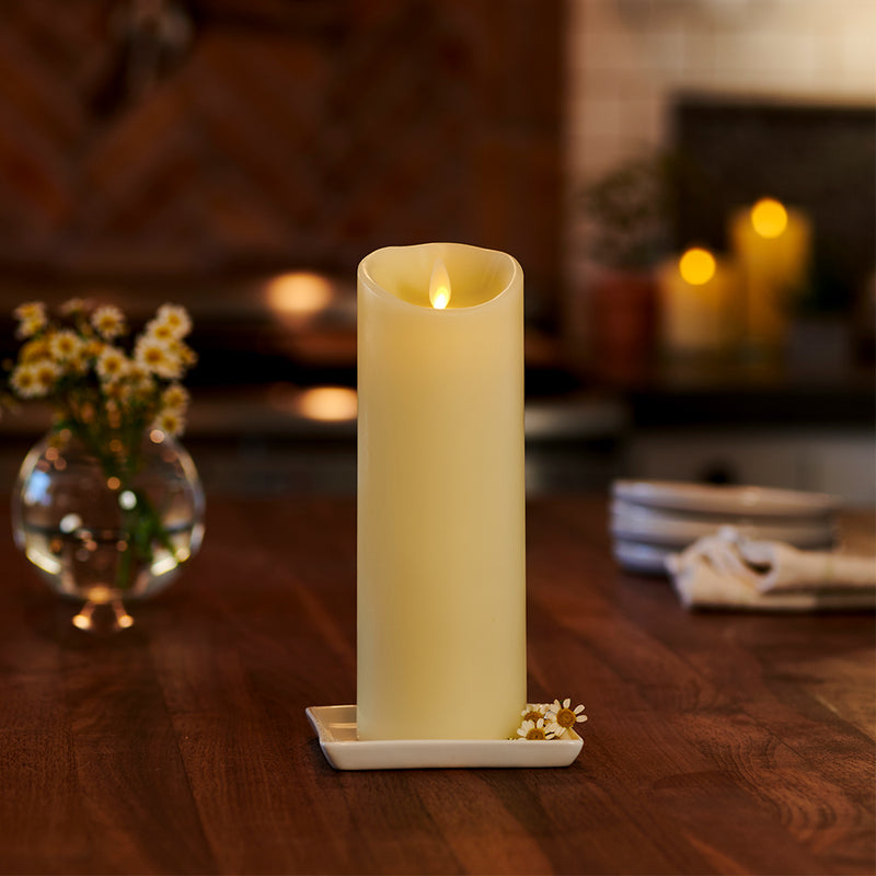 Living Flame LED Candle, 9 Inch, Ivory - Plum Retail