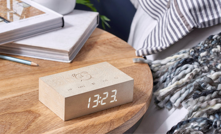 Flip White Maple Alarm Clock