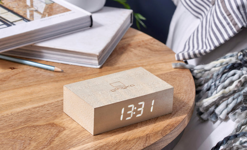 Flip White Maple Alarm Clock