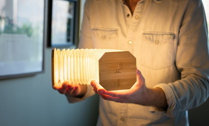 Natural Wood Accordion Light