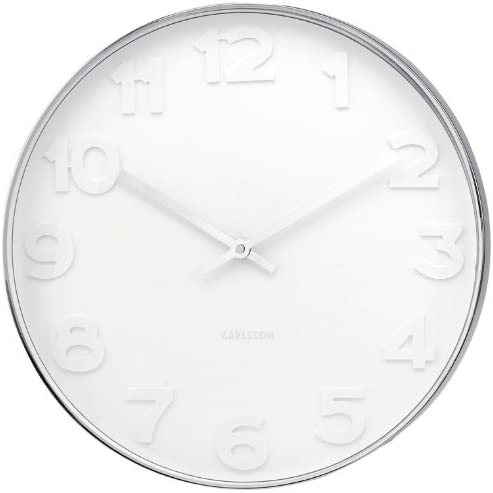 Mr White Numbers Steel Wall Clock