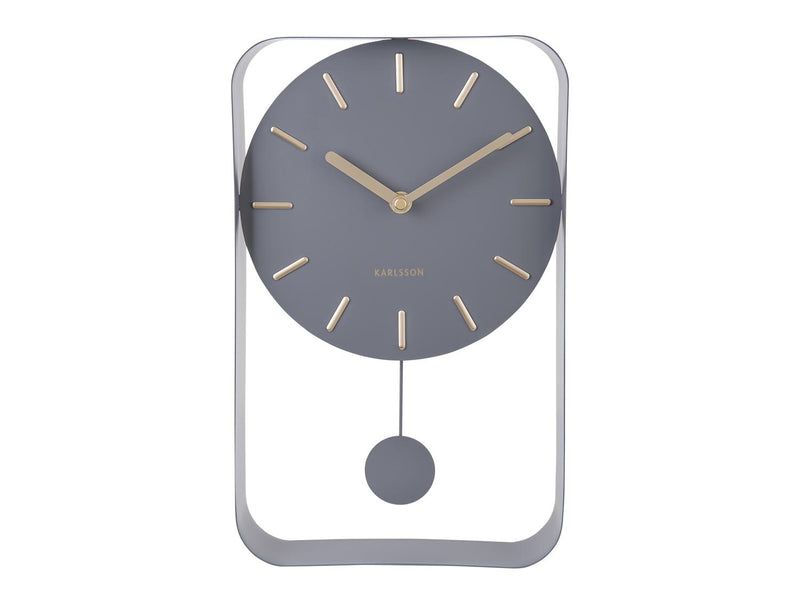 Charm Pendulum Small Wall Clock, Grey - Plum Retail