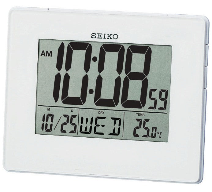 LCD Alarm Clock, White QHL057W - Plum Retail
