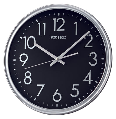 Wall Clock with Silver Details, Black QXA744S - Plum Retail