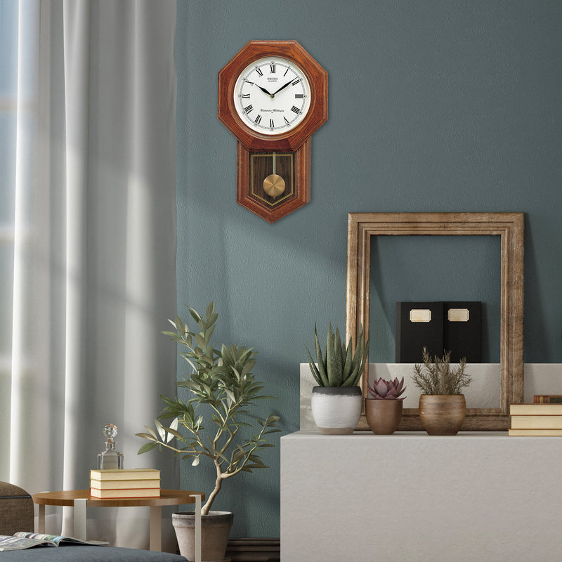 Wooden Pendulum Wall Clock QXH102B - Plum Retail