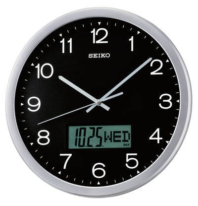 Wall Clock with Day / Date Calendar Display, Black QXL007A - Plum Retail