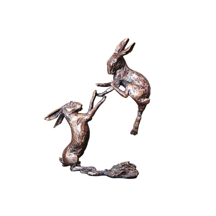 Butler & Peach Miniature Bronze Boxing Hares