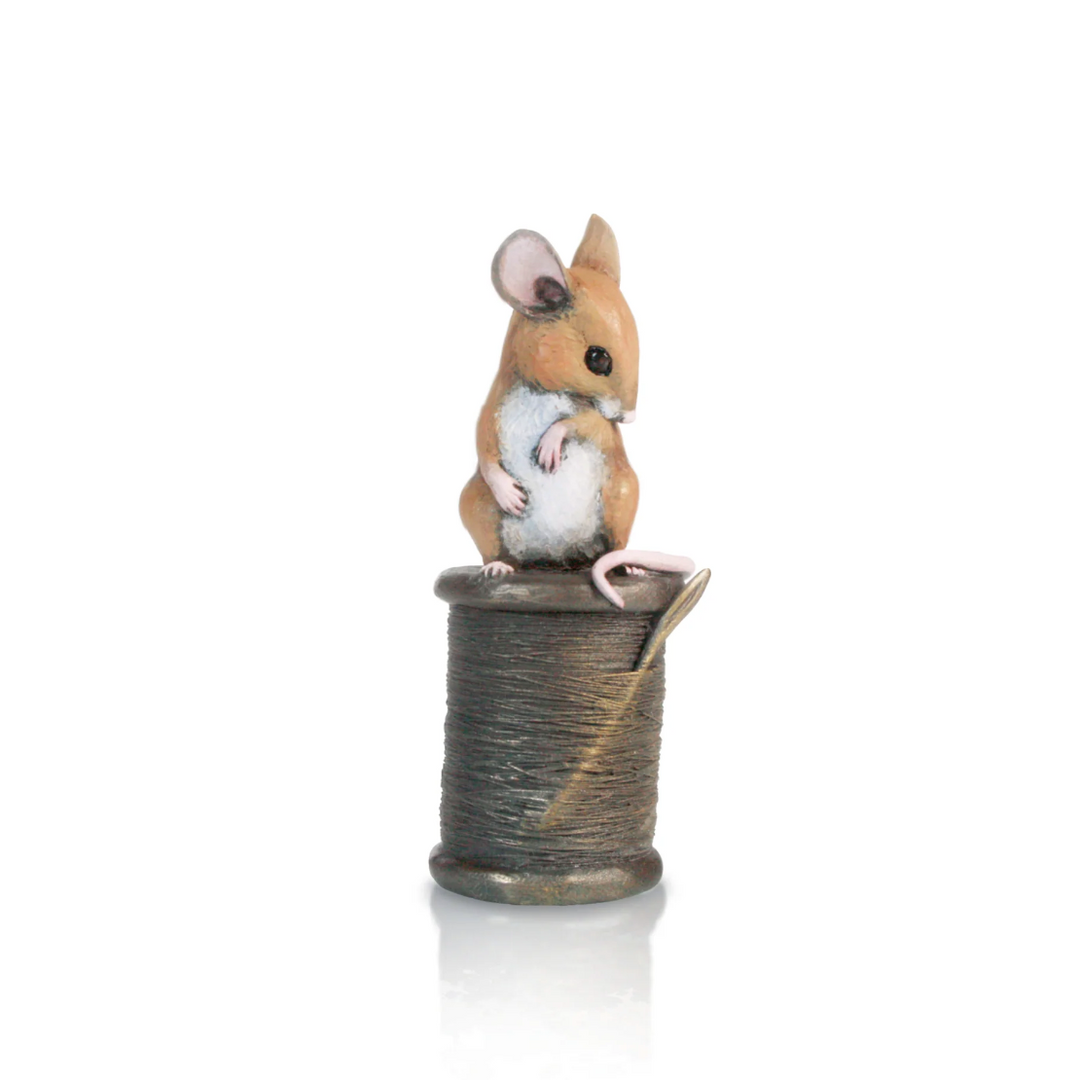 Hand Painted Bronze Mouse on Cotton Reel