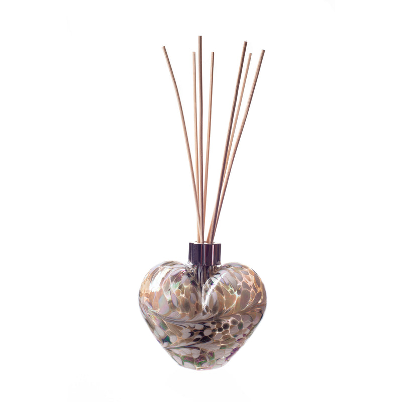 Glass Heart Reed Diffuser in Silver & White