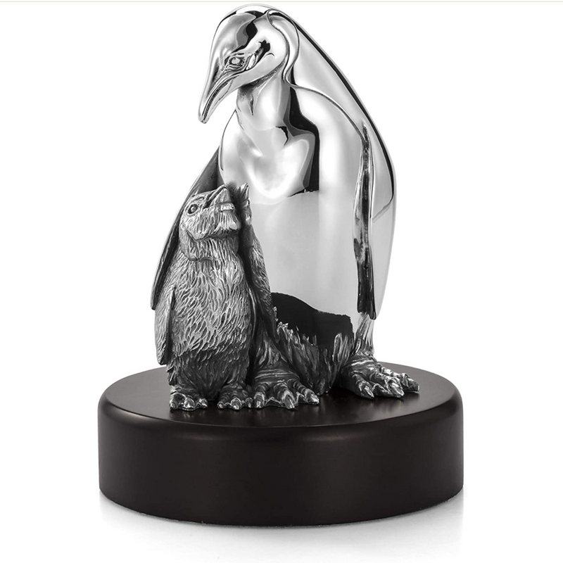Penguin with Chick Figurine, Sterling Silver - Plum Retail
