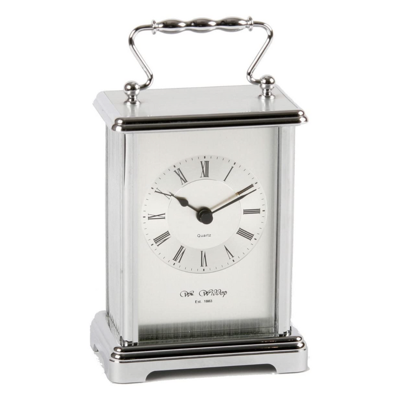Silver Carriage Clock with Roman Numerals - Plum Retail