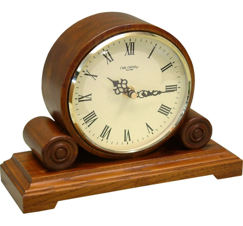 Barrel Rounded Mantel Clock, Walnut - Plum Retail