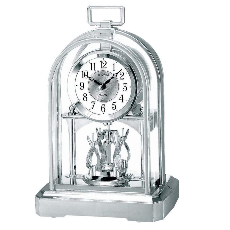 Silver Round Carriage Clock with Crystals from Swarovski ® - Plum Retail