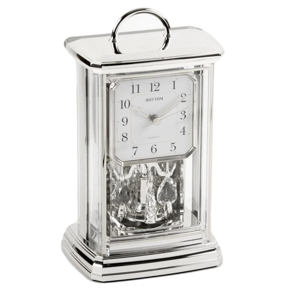 Silver Square Carriage Clock with Crystals from Swarovski® - Plum Retail