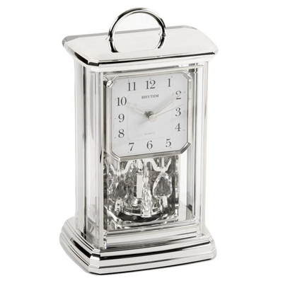 Silver Square Carriage Clock with Crystals from Swarovski® - Plum Retail