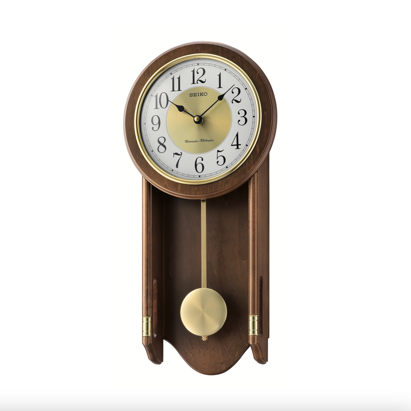 Wooden Wall Clock with Pendulum QXH073B - Plum Retail