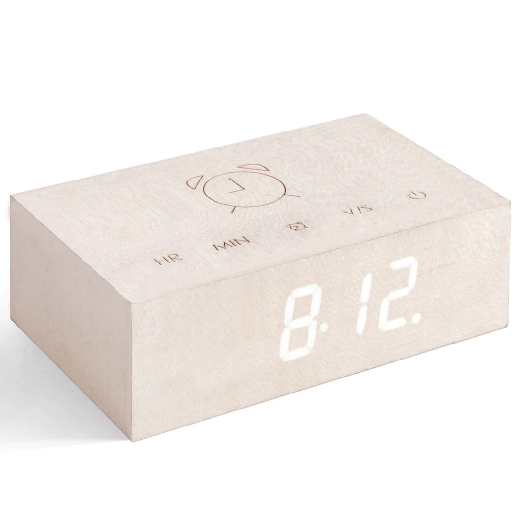 Flip White Maple Alarm Clock