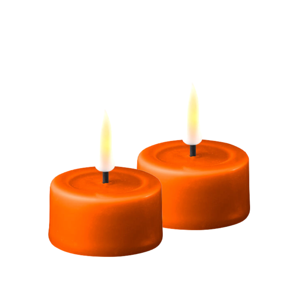 Flameless LED Orange Wax Pillar Candle