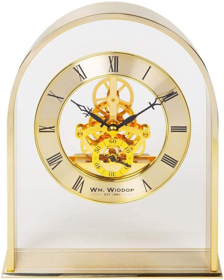 Arch Mantel Clock Gold with Skeleton Movement