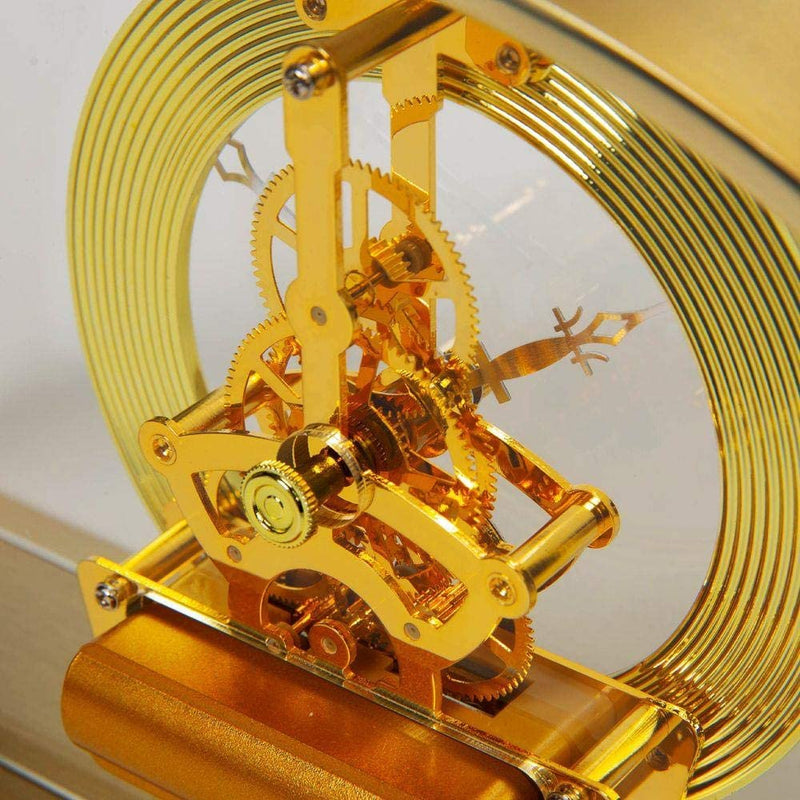 Arch Mantel Clock Gold with Skeleton Movement