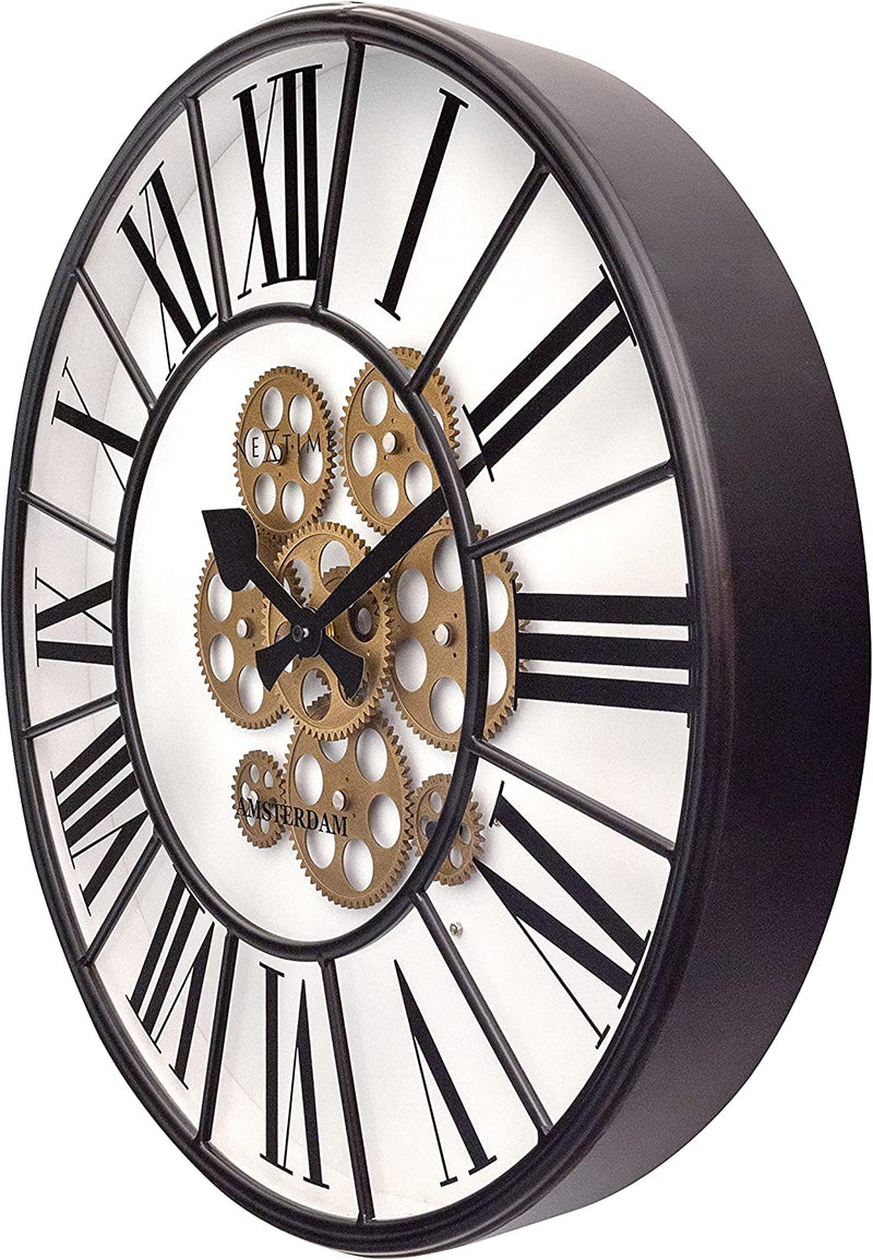 Large Moving Gears White Wall Clock