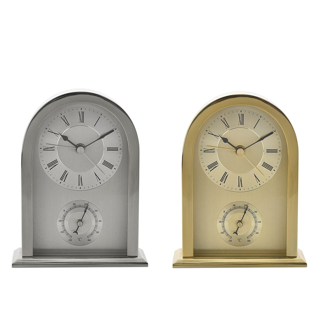 Brushed Aluminium Arched Mantel Clock
