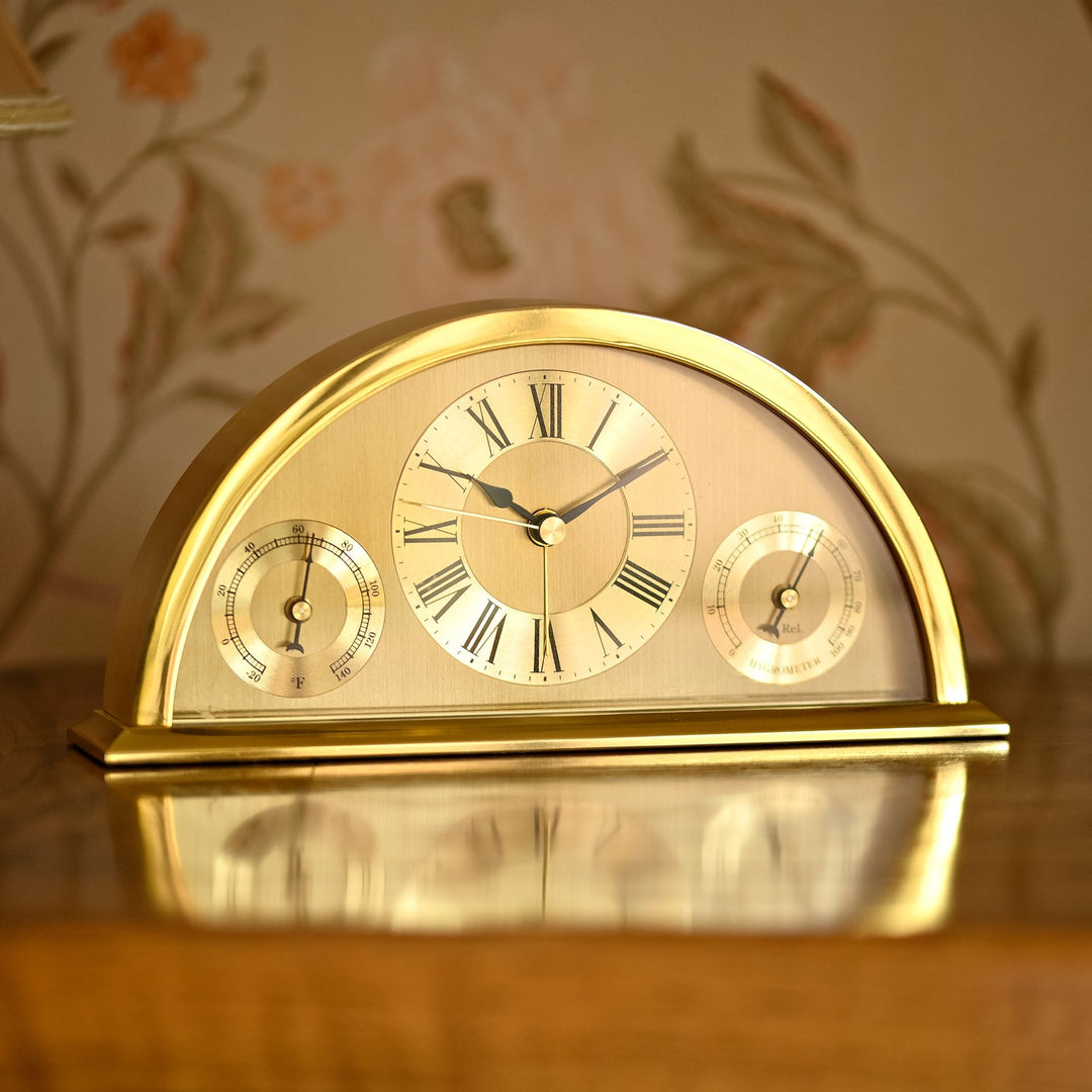 Gold Crescent Mantel Clock