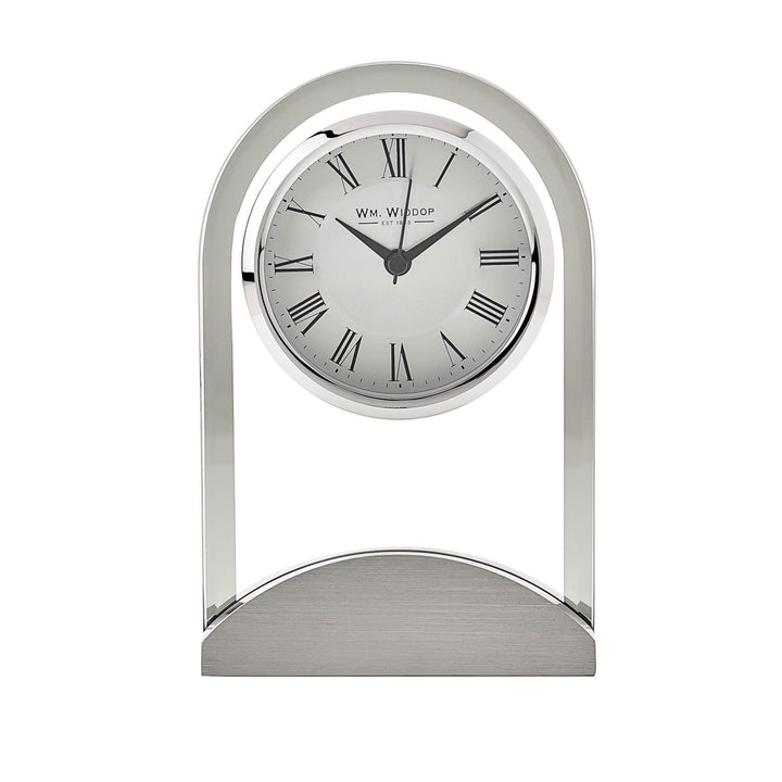 Arched Glass Silver Aluminium Mantel Clock