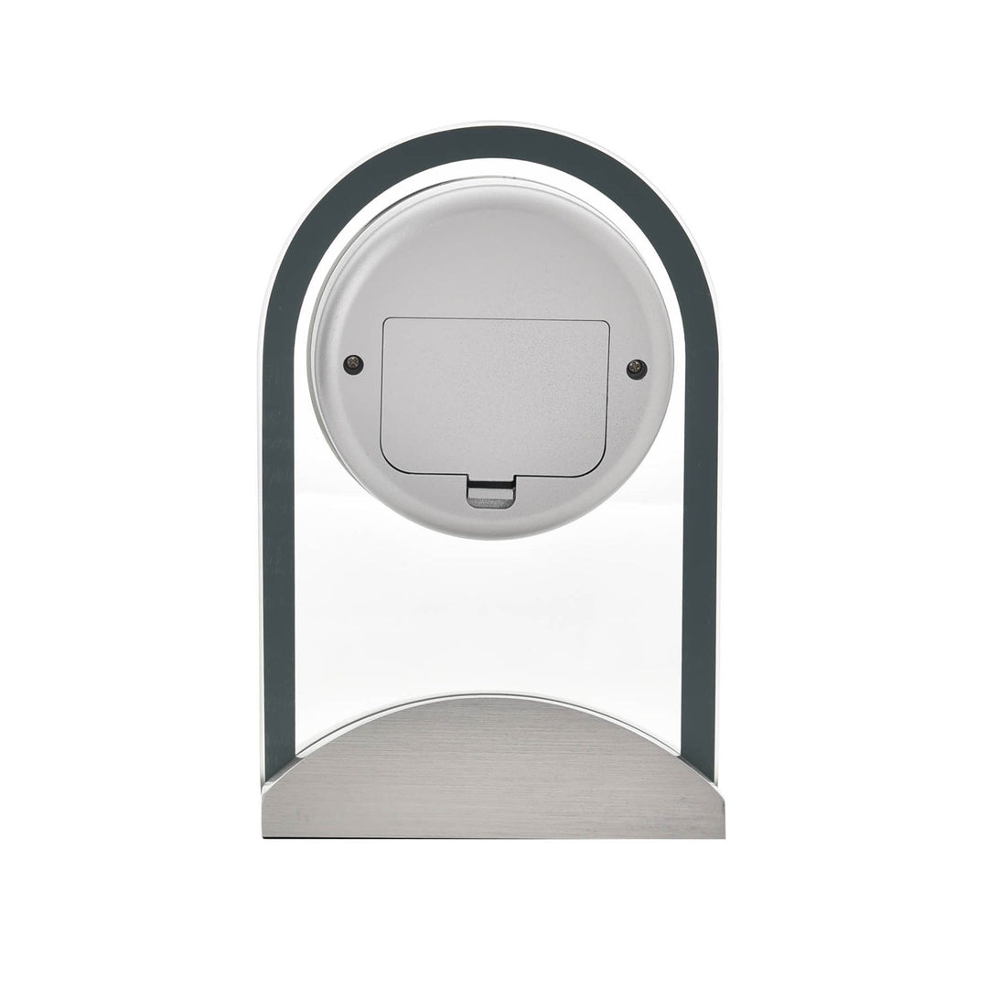 Arched Glass Silver Aluminium Mantel Clock