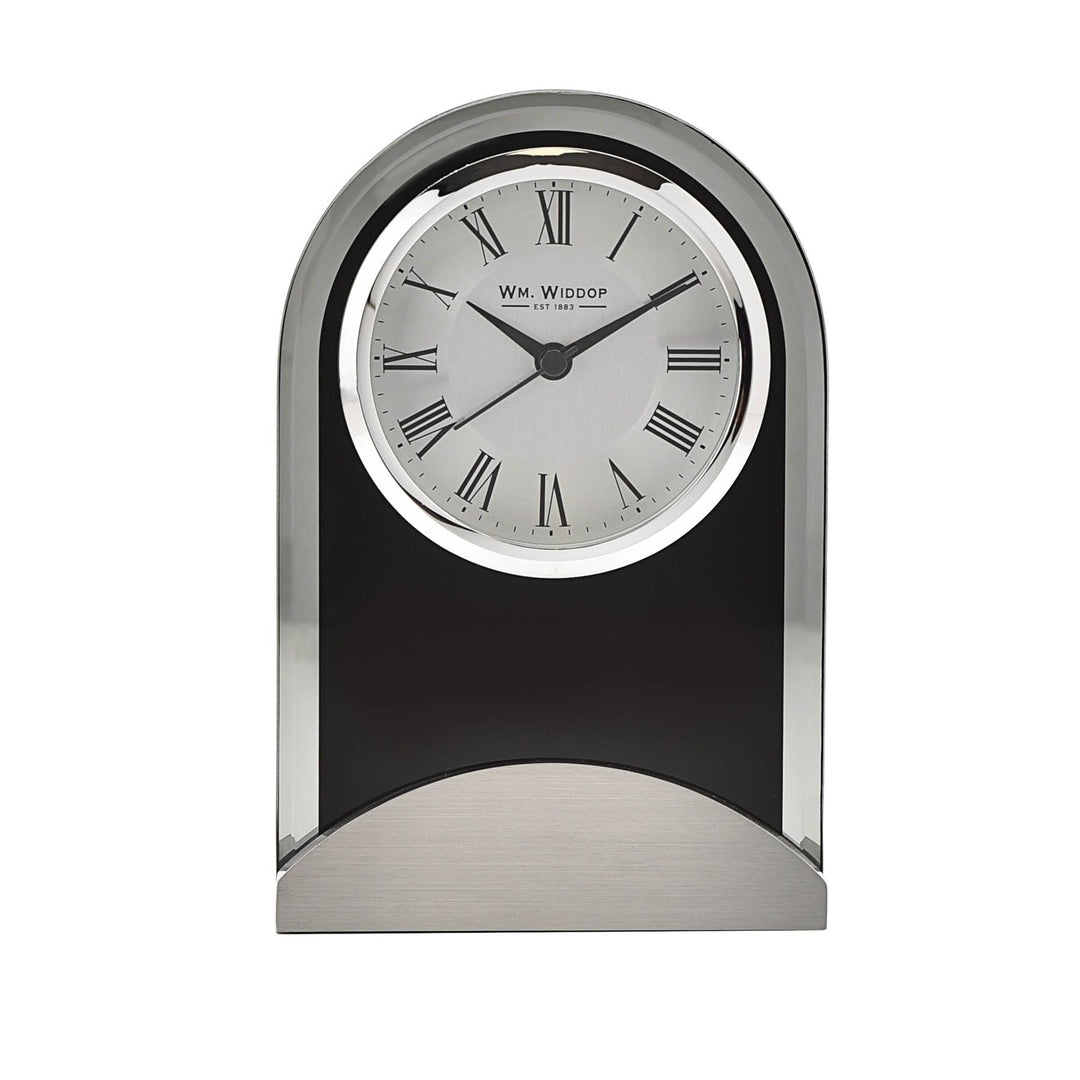 Black Glass & Aluminium Mantel Clock