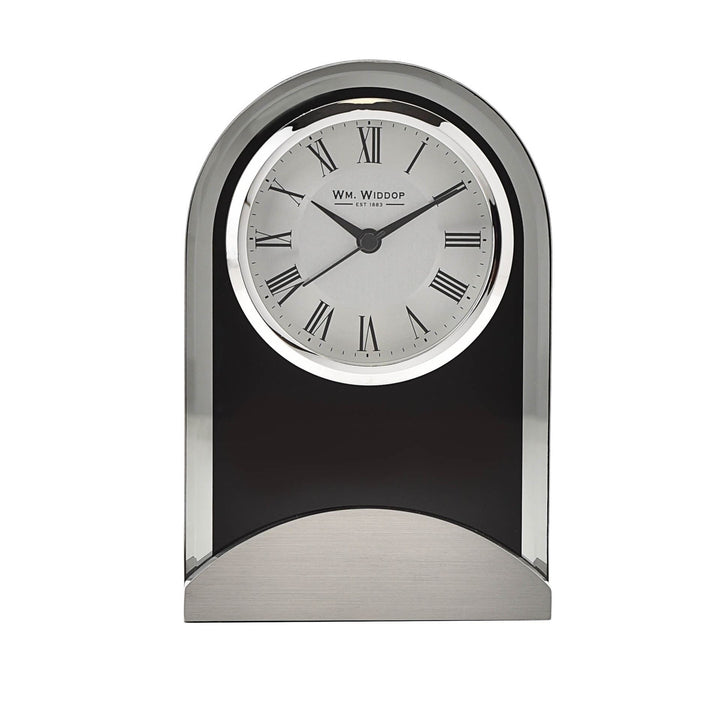 Black Glass & Aluminium Mantel Clock