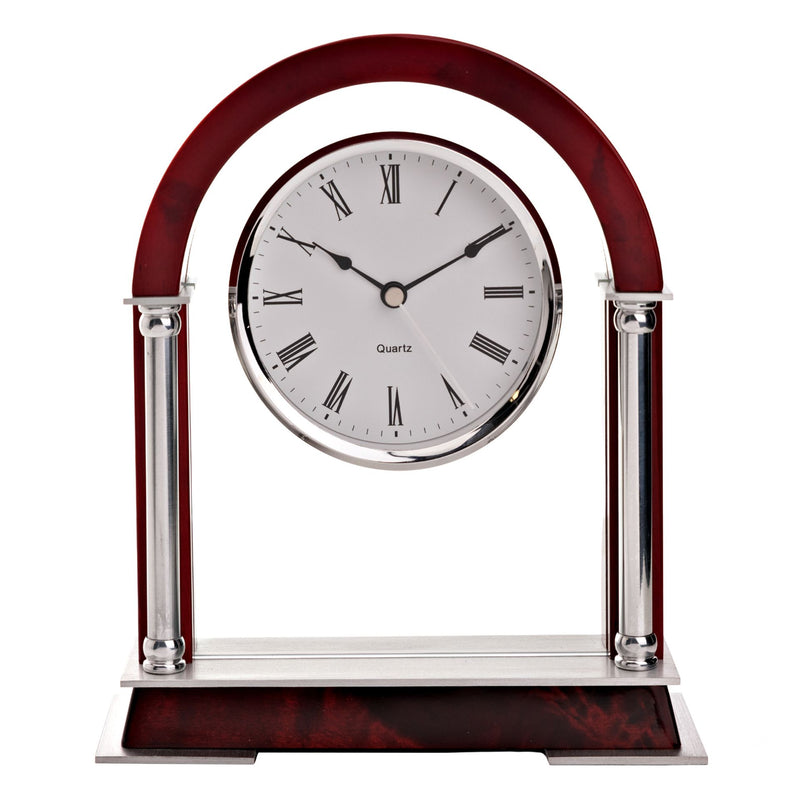 Arch Wood & Glass Mantel Clock
