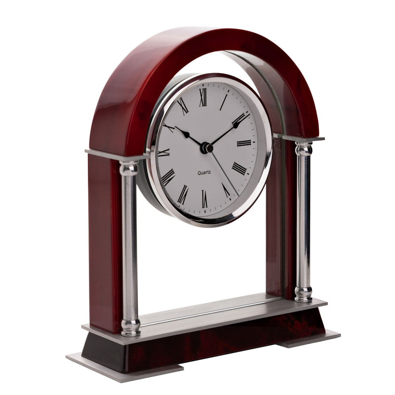 Arch Wood & Glass Mantel Clock