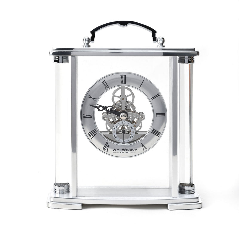 Glass & Brushed Aluminium Floating Dial Mantel Clock