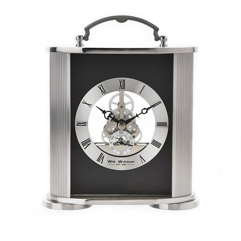 Silver Aluminium & Black Skeleton Mantel Clock
