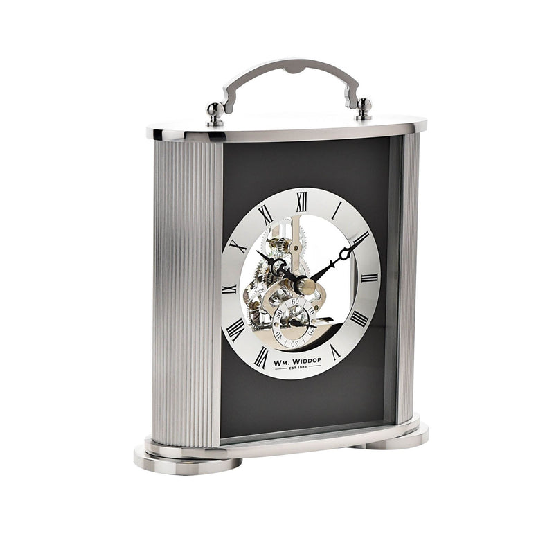 Silver Aluminium & Black Skeleton Mantel Clock