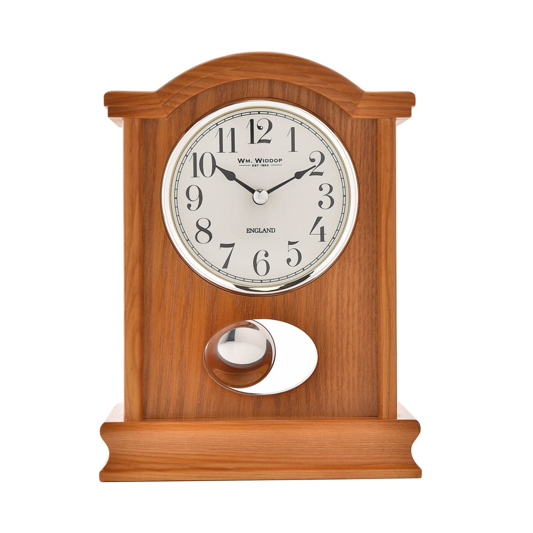Oak Wooden Mantel Clock with Pendulum