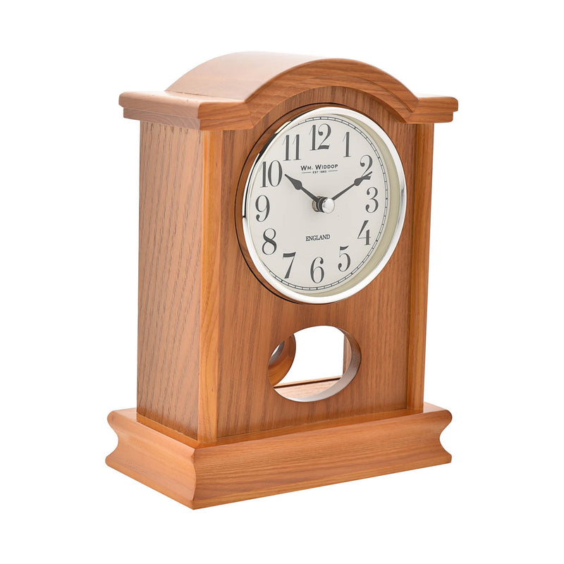 Oak Wooden Mantel Clock with Pendulum