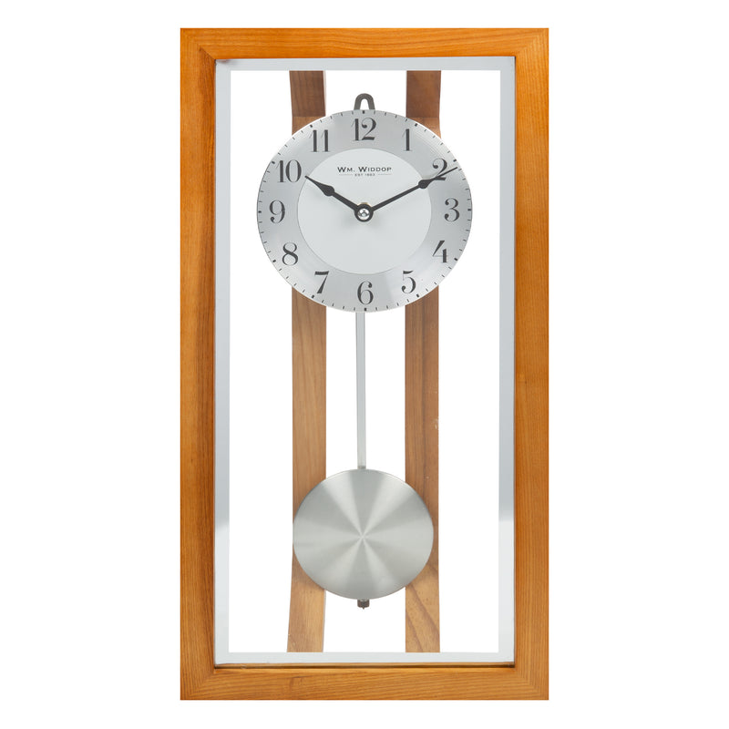 Oak Framed Glass Pendulum Wall Clock